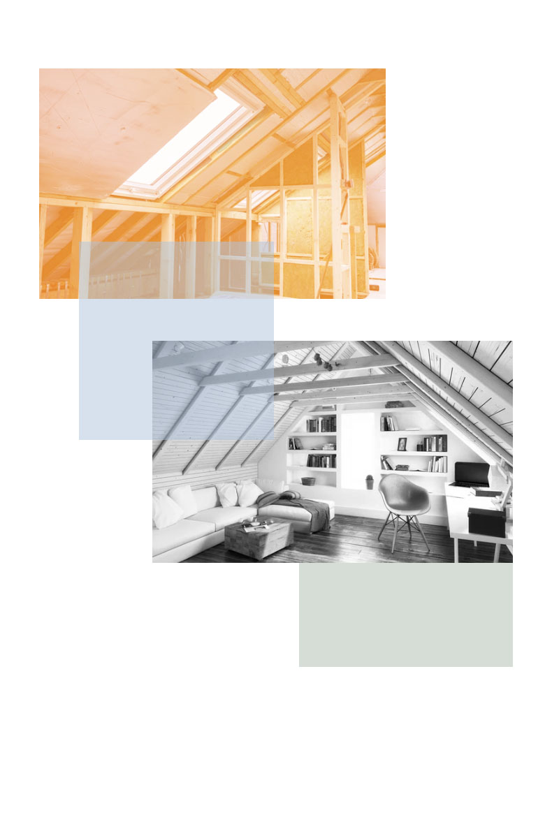 Loft conversion during construction and completed attic home office