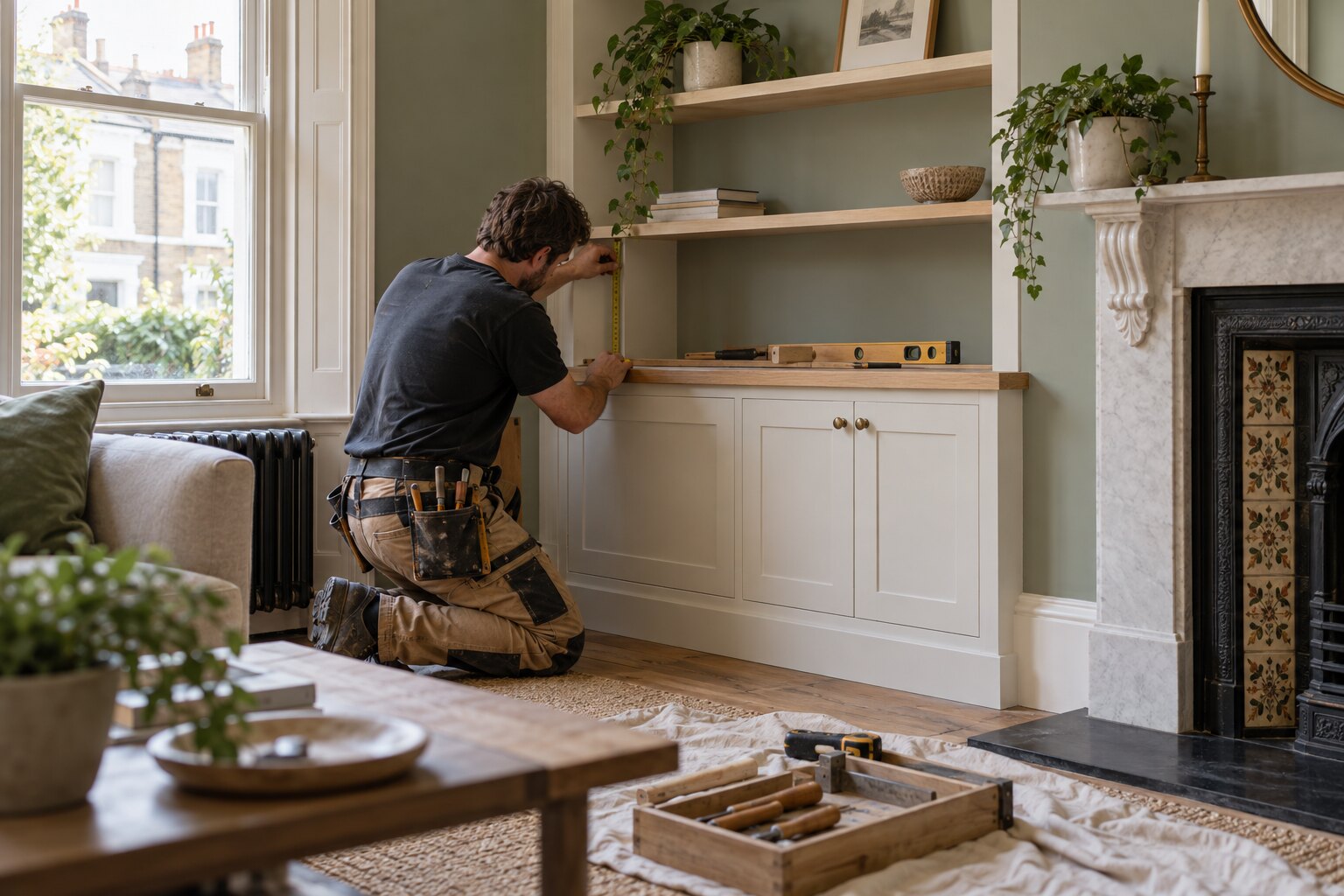 Bespoke fitted cabinetry made for a West London living room