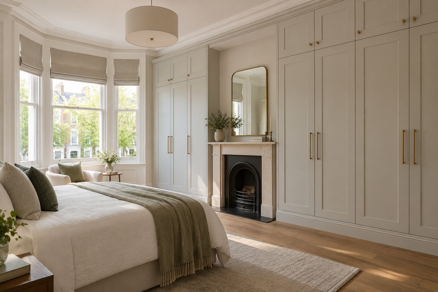 Fitted wardrobes designed for a contemporary West London bedroom