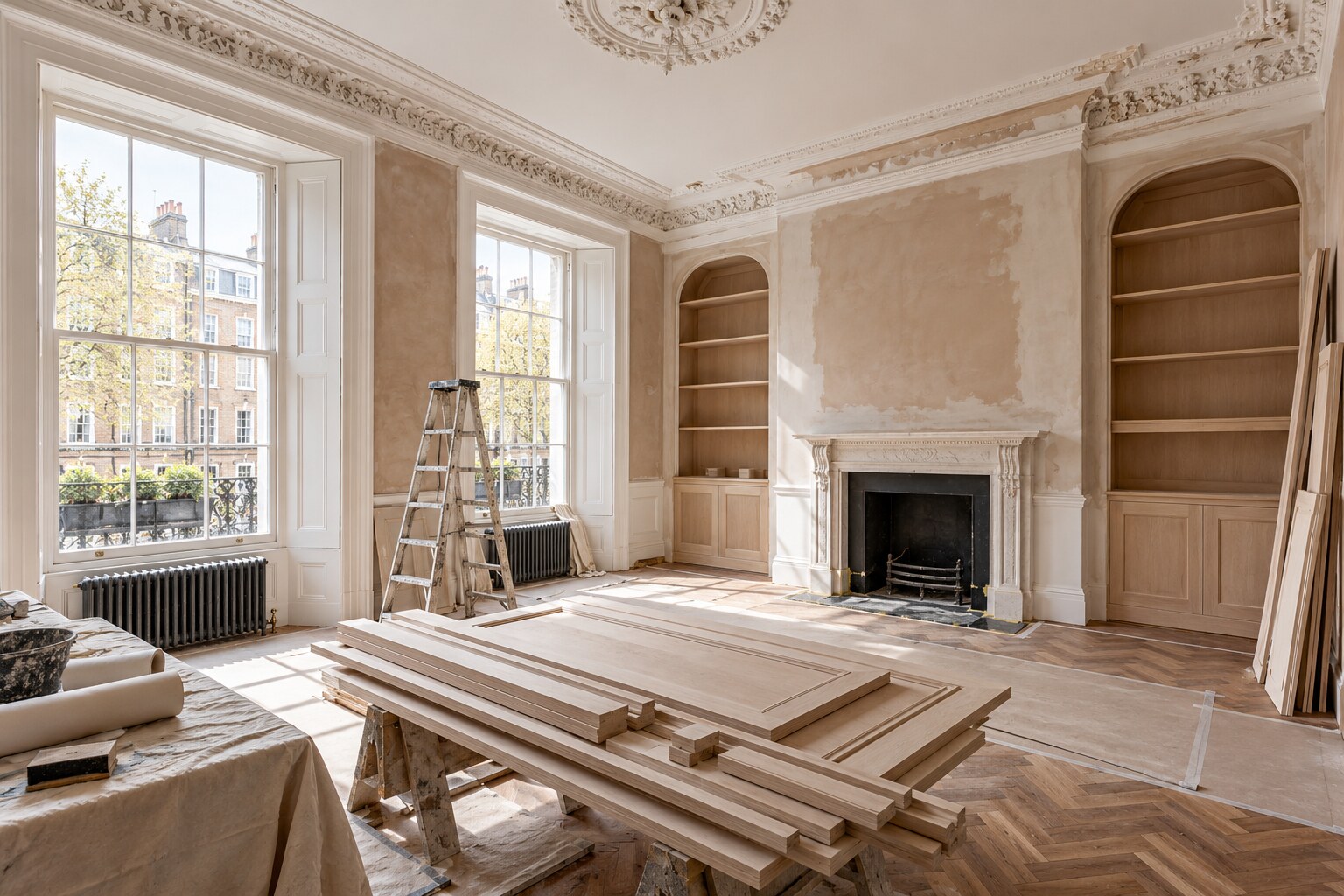 Careful apartment refurbishment work inside a Chelsea property