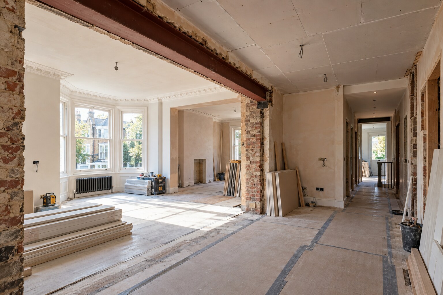 Structural refurbishment work inside a Fulham flat