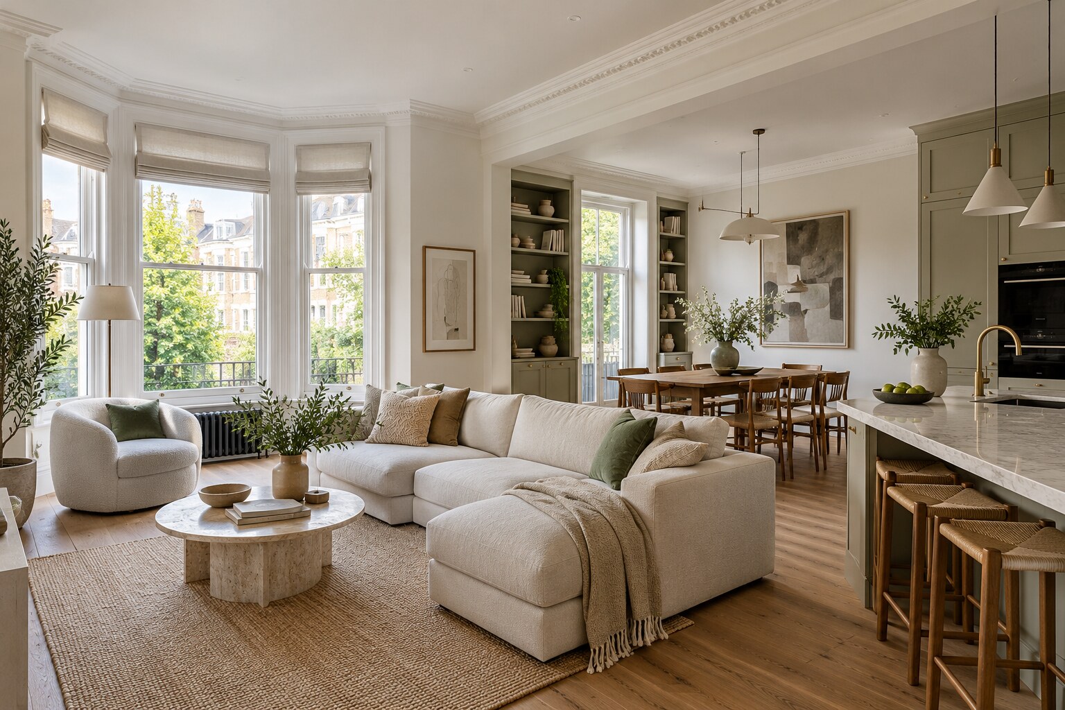 Completed elegant interior after a West London flat renovation