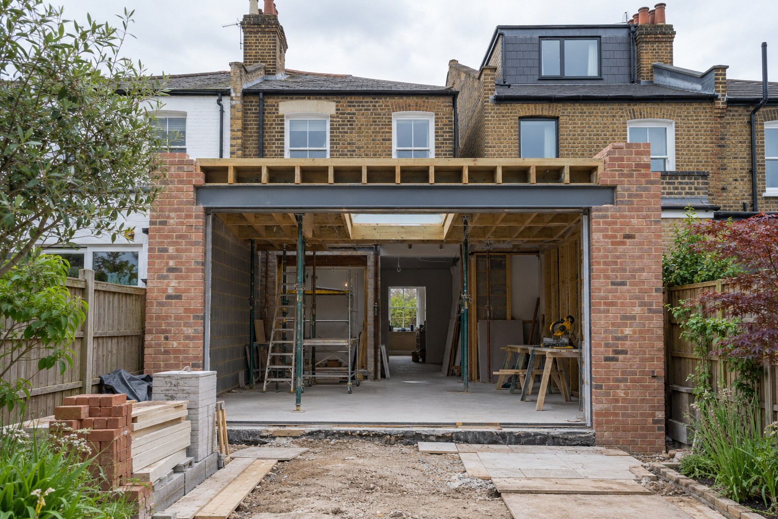 Rear house extension under construction at a Brentford property