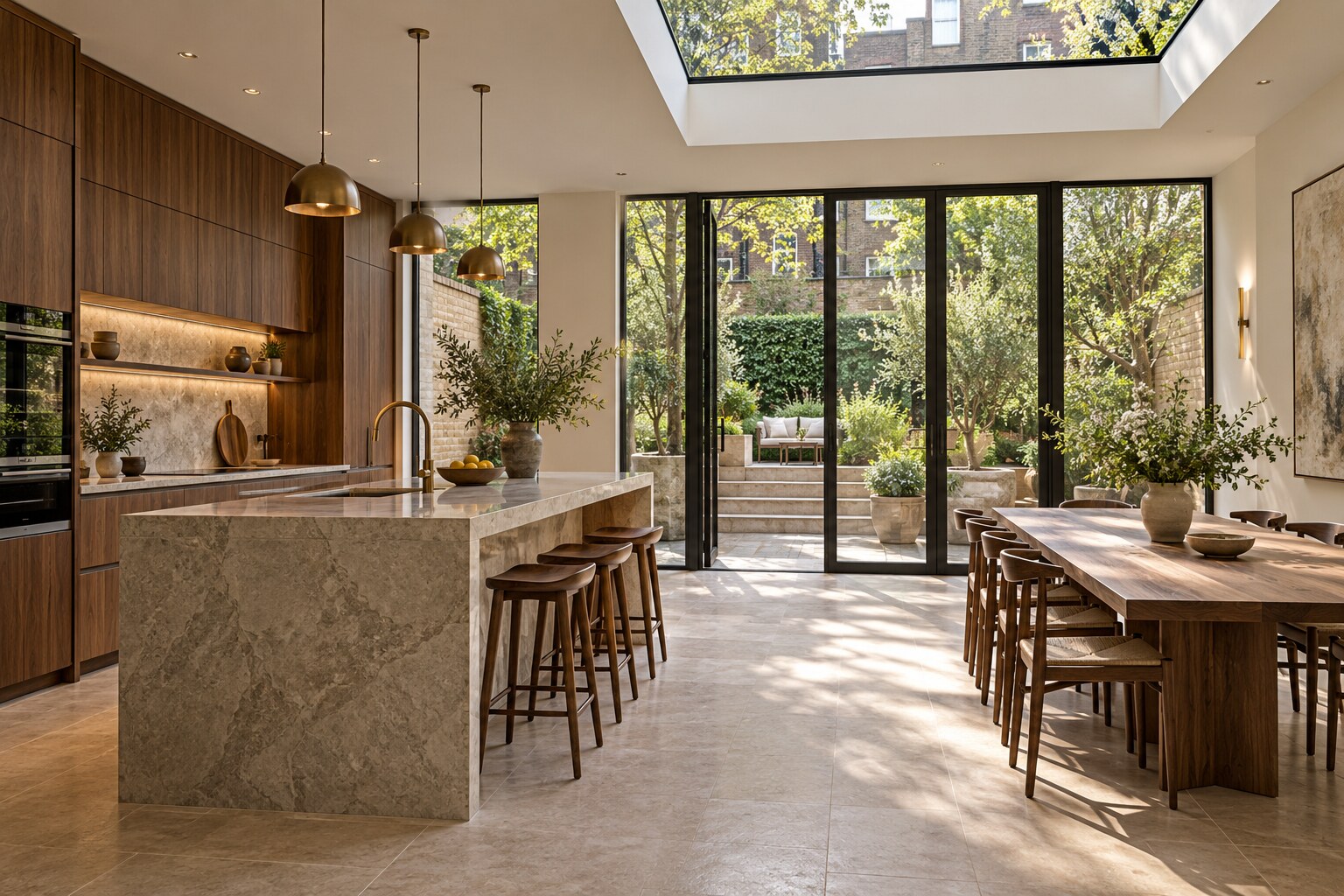 Refined open-plan kitchen interior in a Chelsea house extension