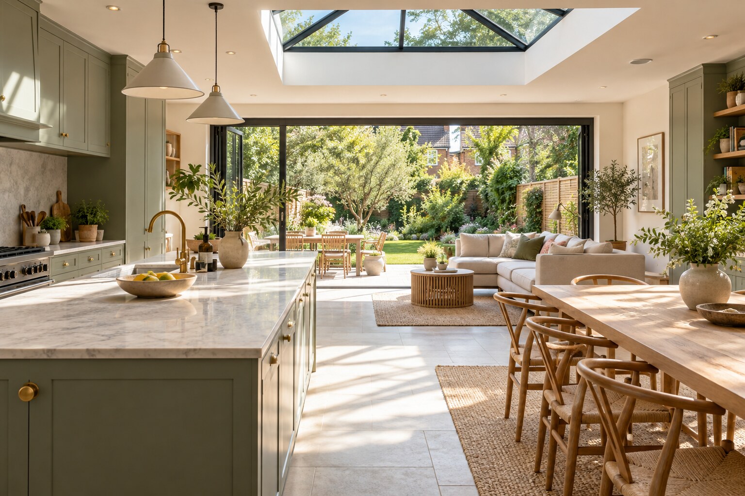 Light-filled kitchen dining space inside an Ealing house extension
