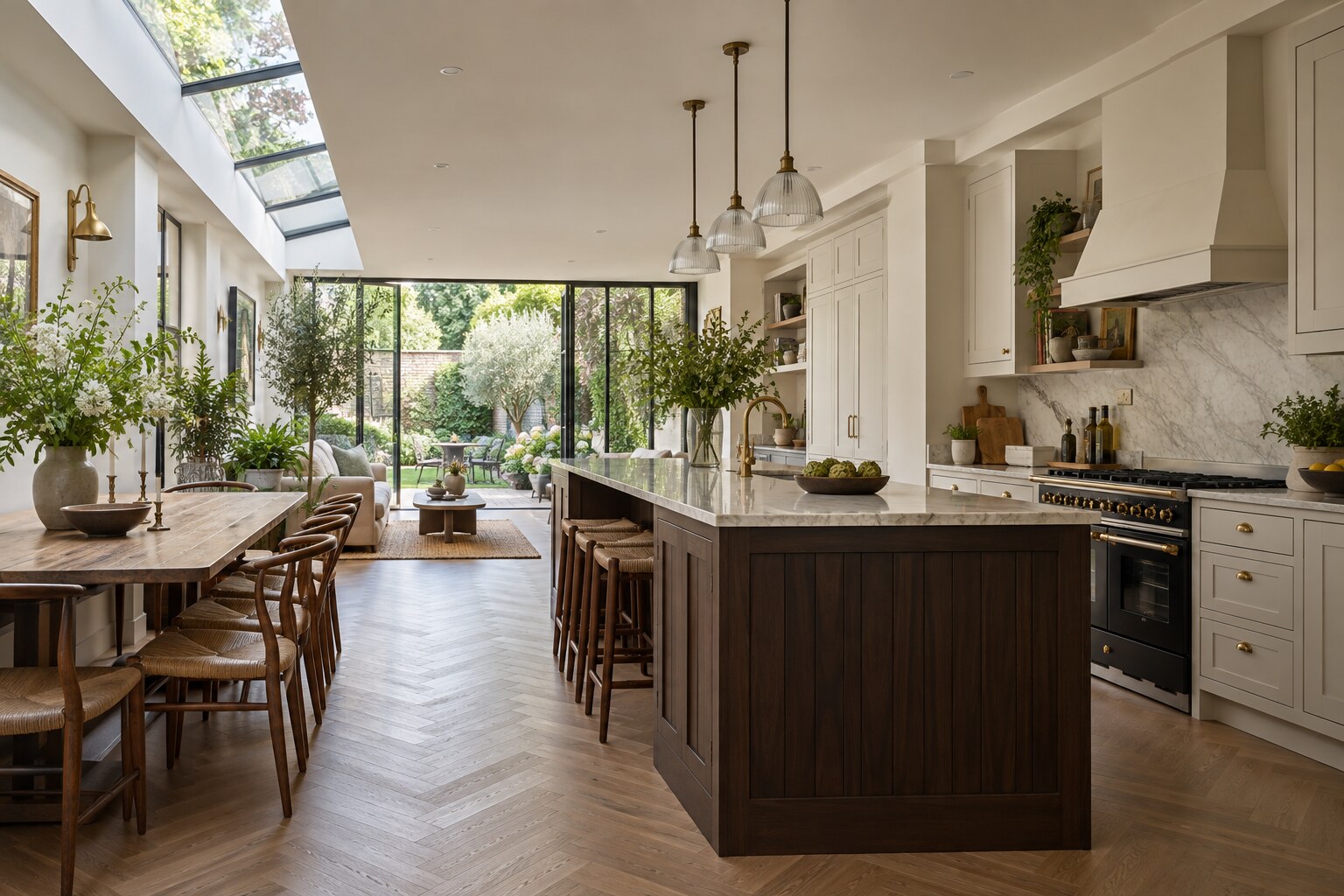 Open-plan kitchen and living area in a Fulham house extension