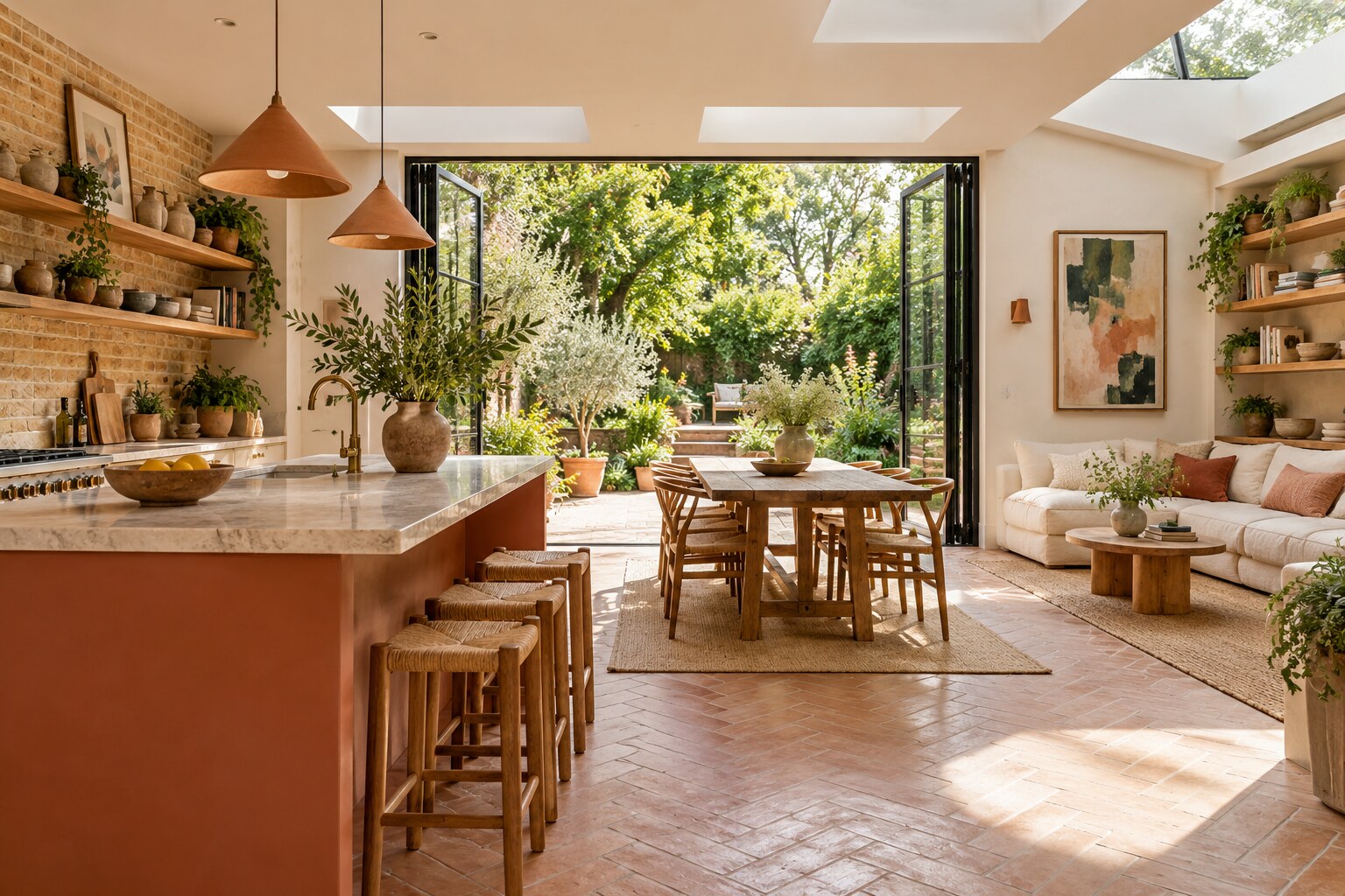 Colourful finished living space in a Notting Hill house extension